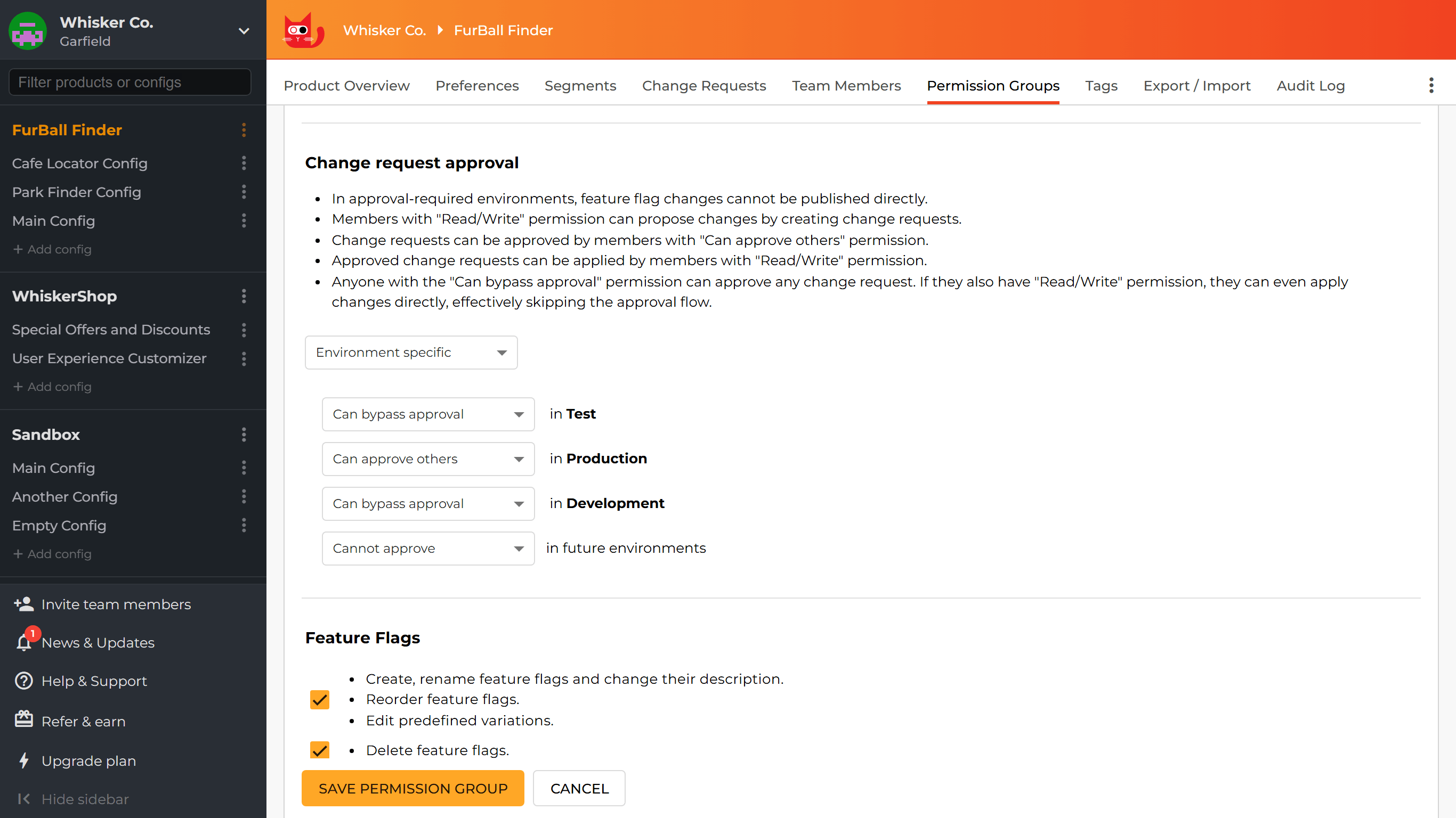 Approval Flow configured per environment