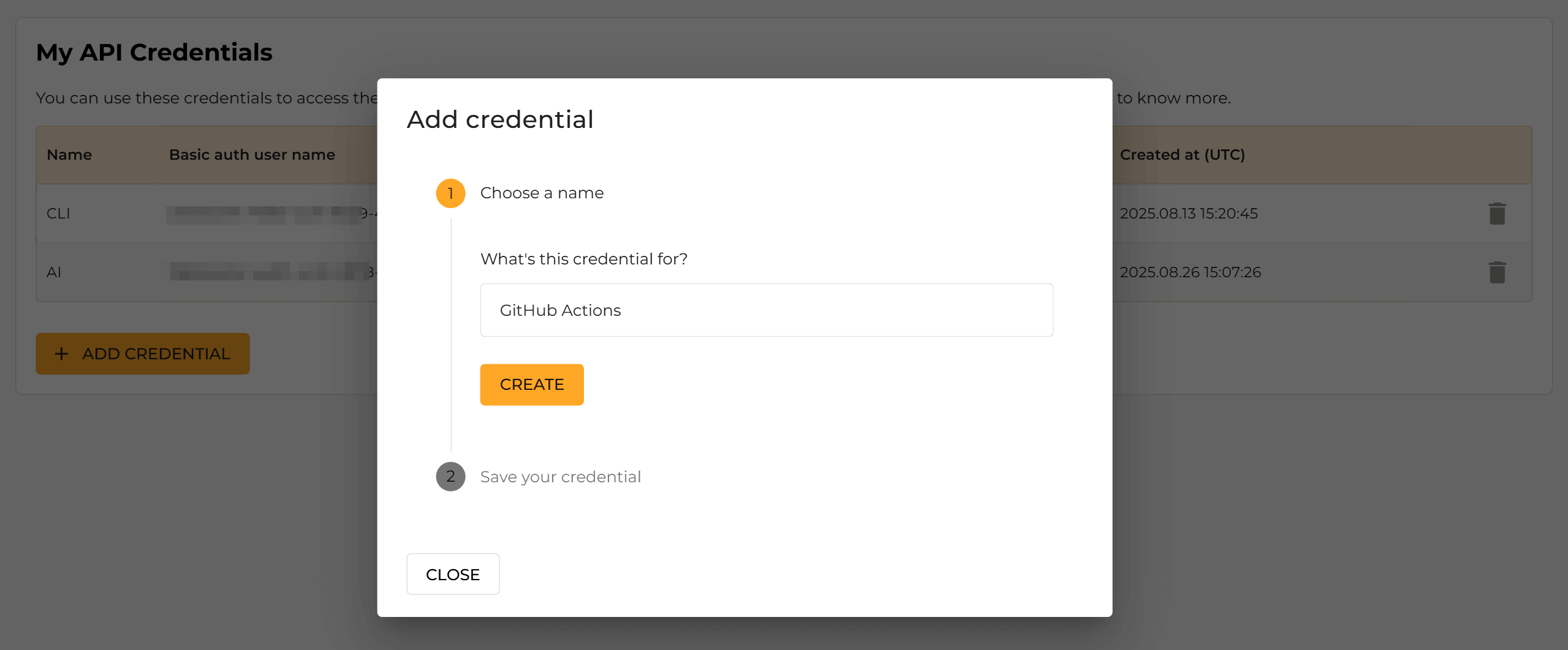 creating API credentials