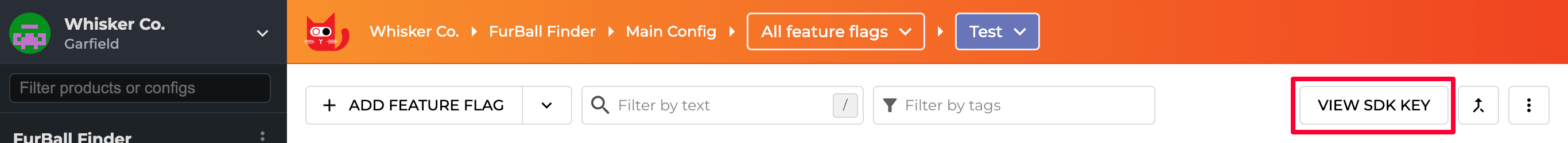 View SDK button in the ConfigCat dashboard