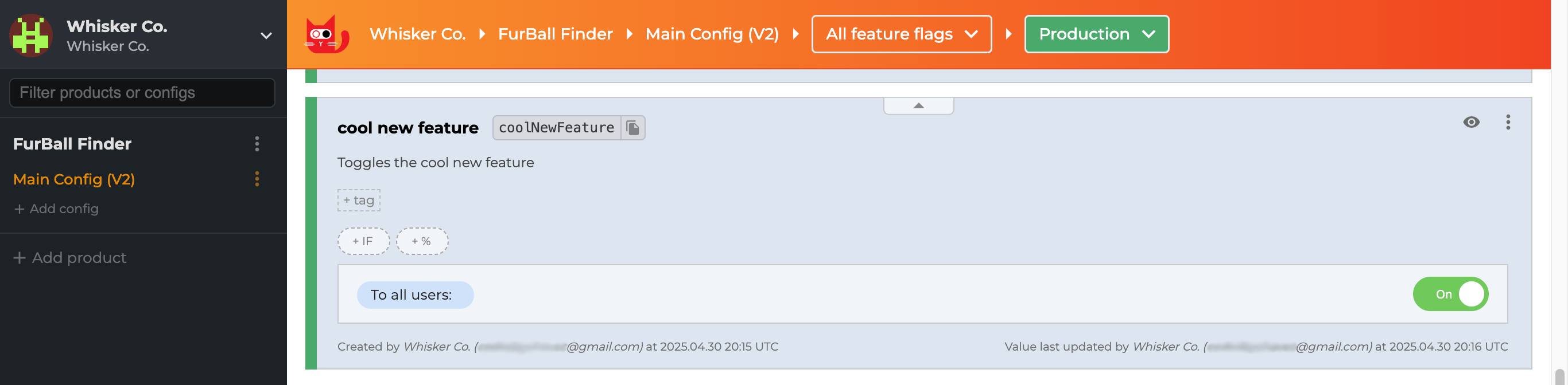 A feature flag in ConfigCat