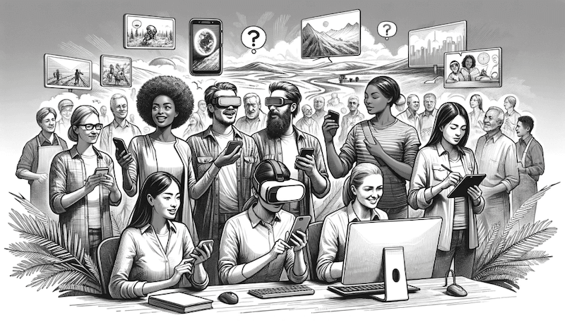 illustration of users interacting with applications