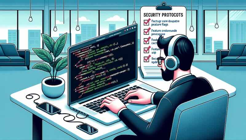 illustration of a developer deeply engrossed in his code