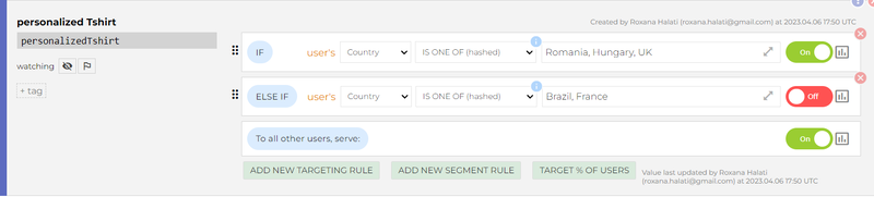 Example of User Targeting with Feature Flags