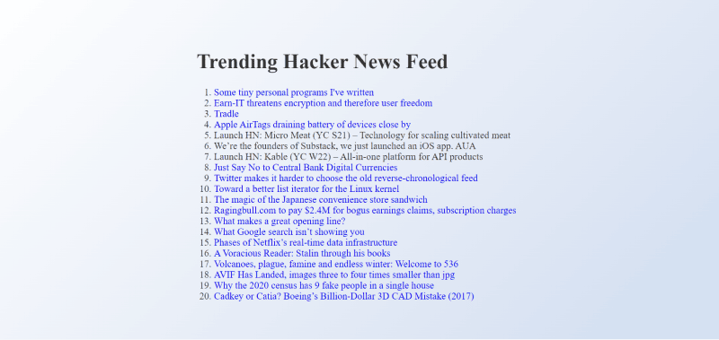 Remix Hacker News Feed clone