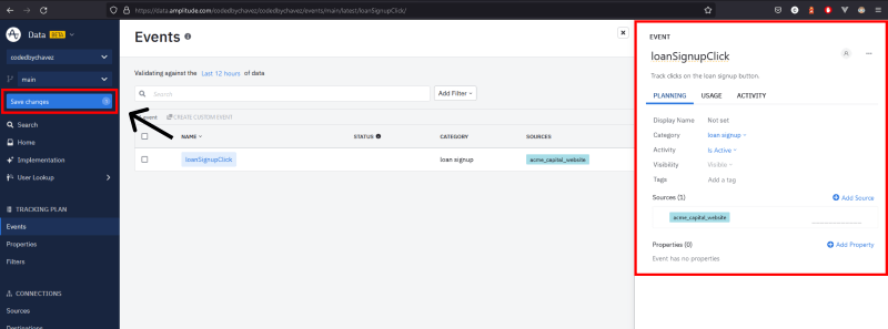 A snapshot of creating an event