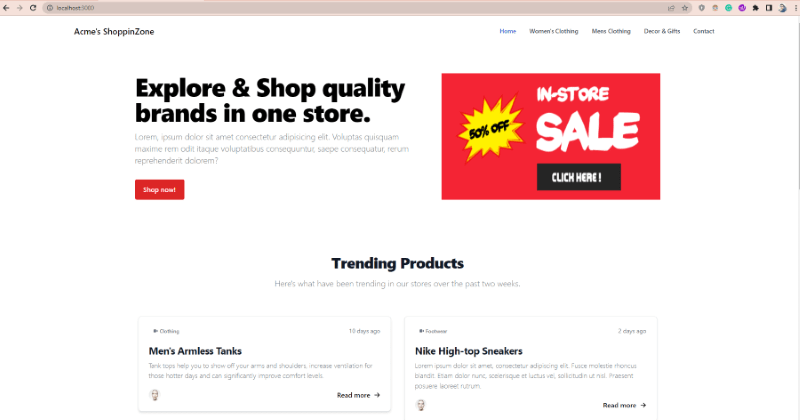 Snapshot of sample app