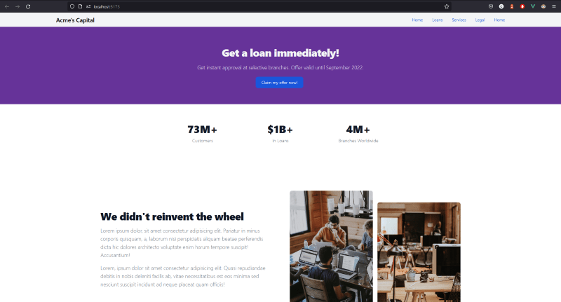 A snapshot of the sample app