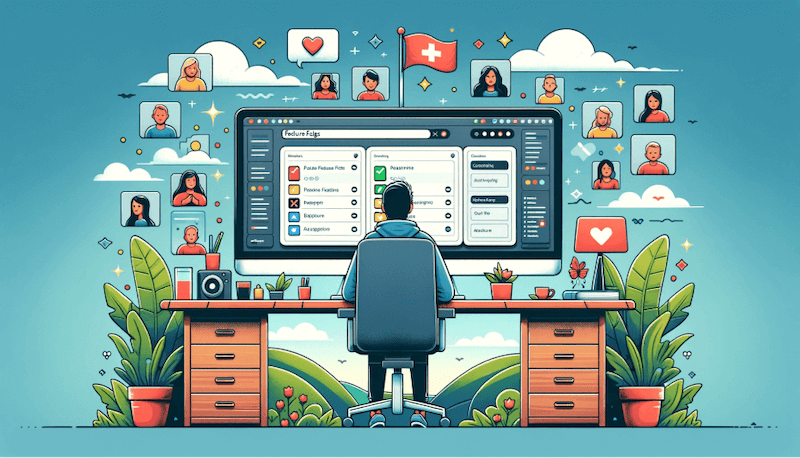 illustration of developer using feature flags to improve user engagement