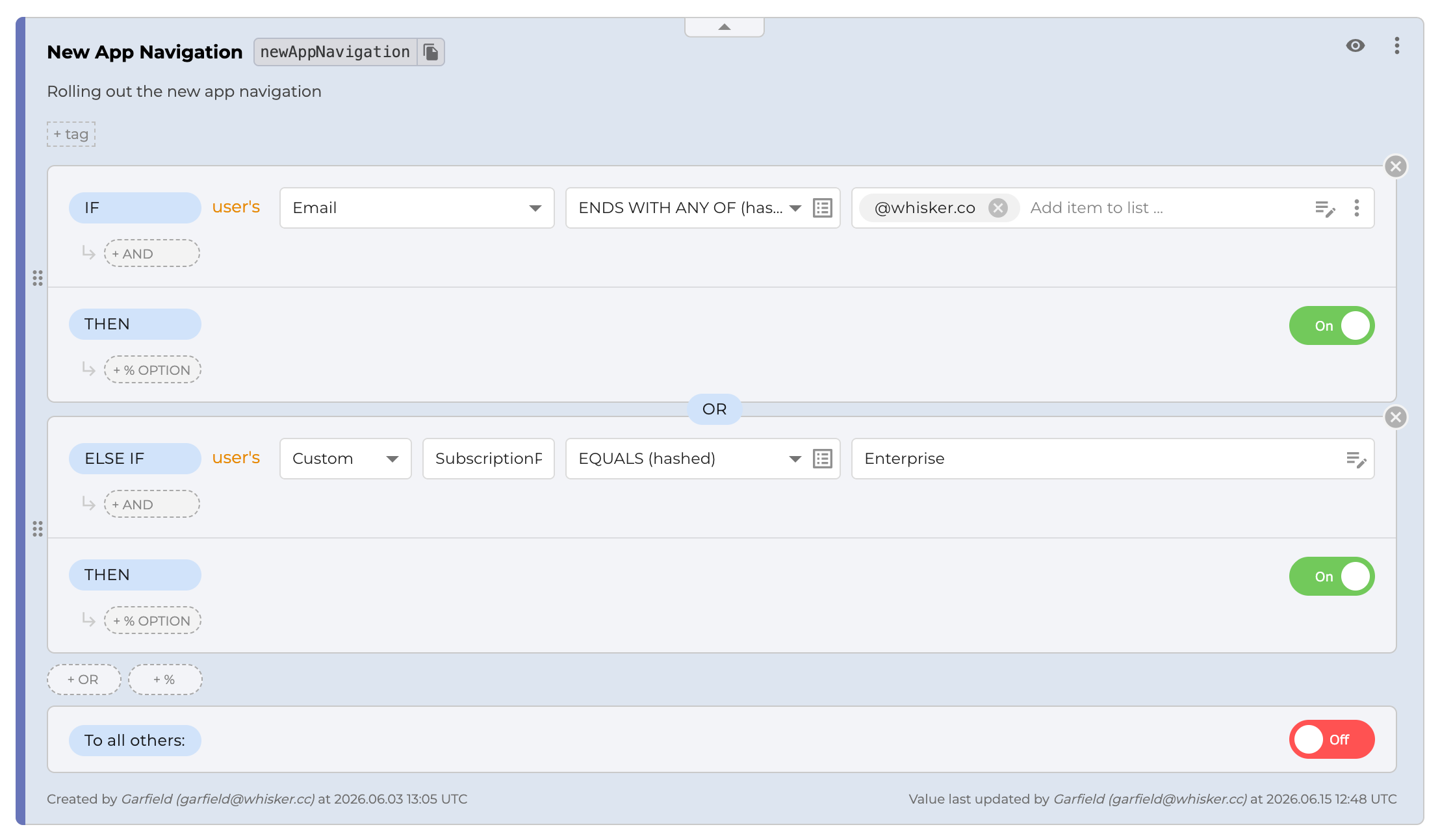 Multiple targeting rules on a feature flag