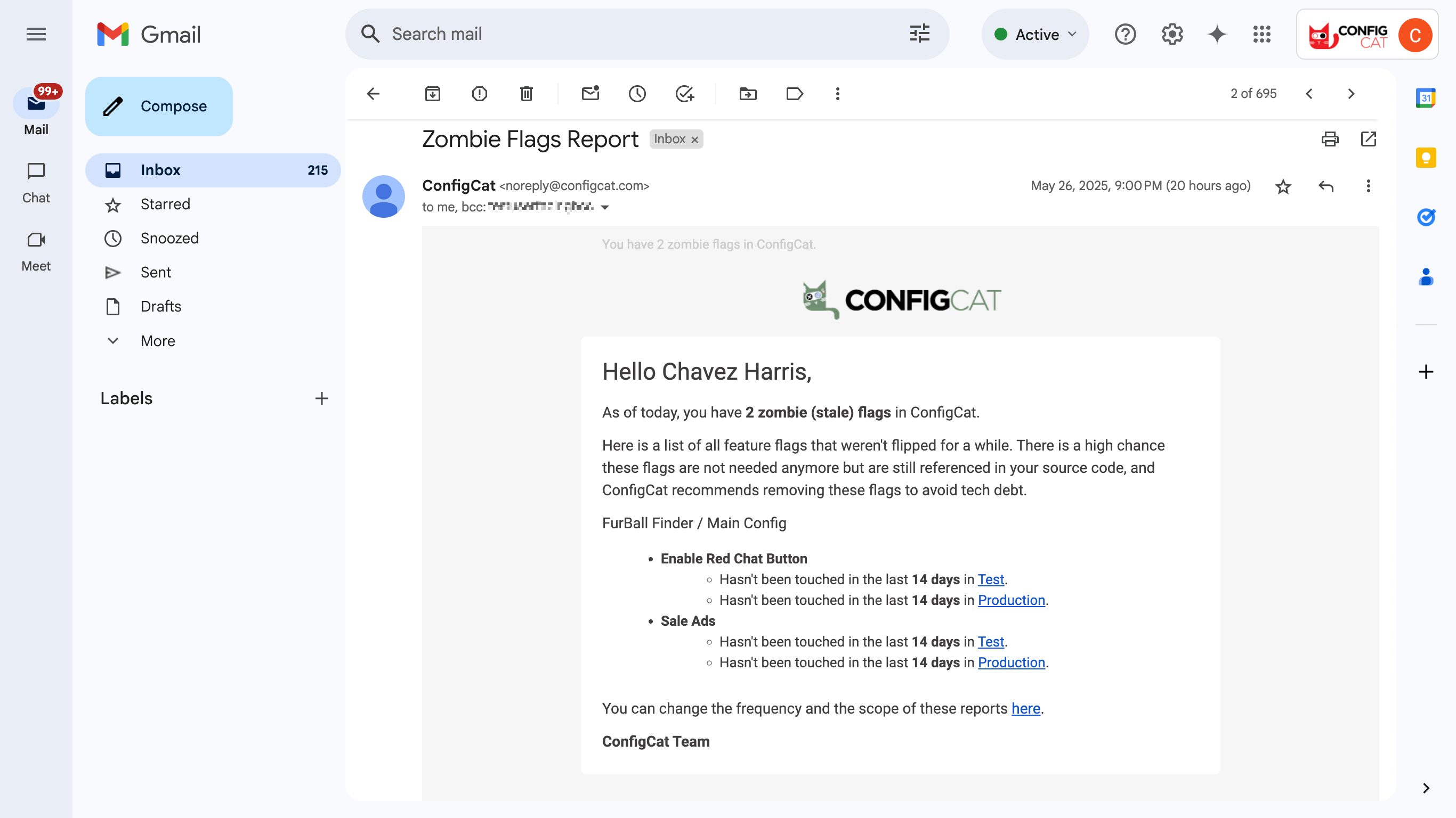 Zombie Flags Report Email