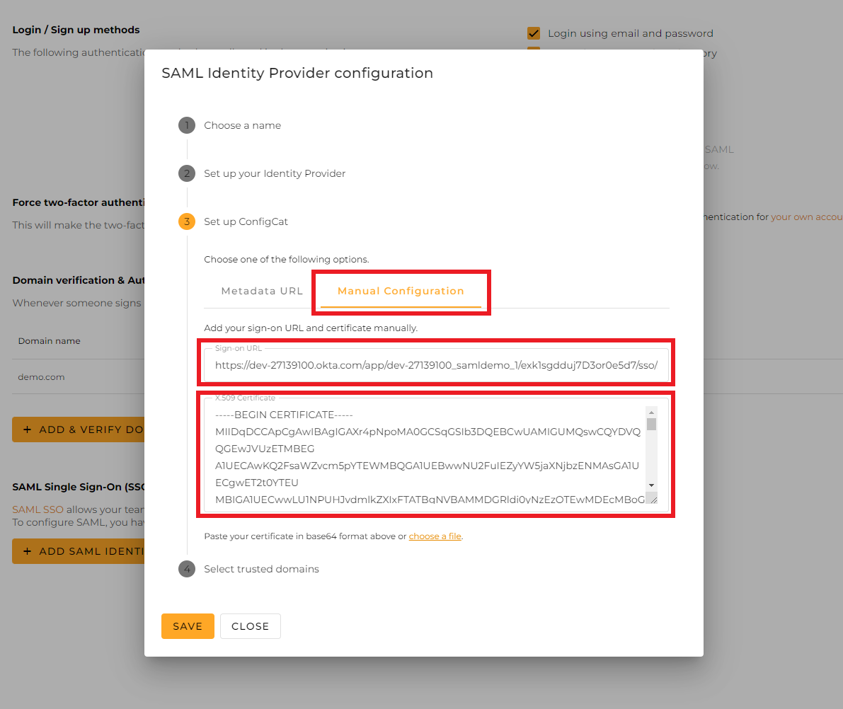 ConfigCat manual configuration