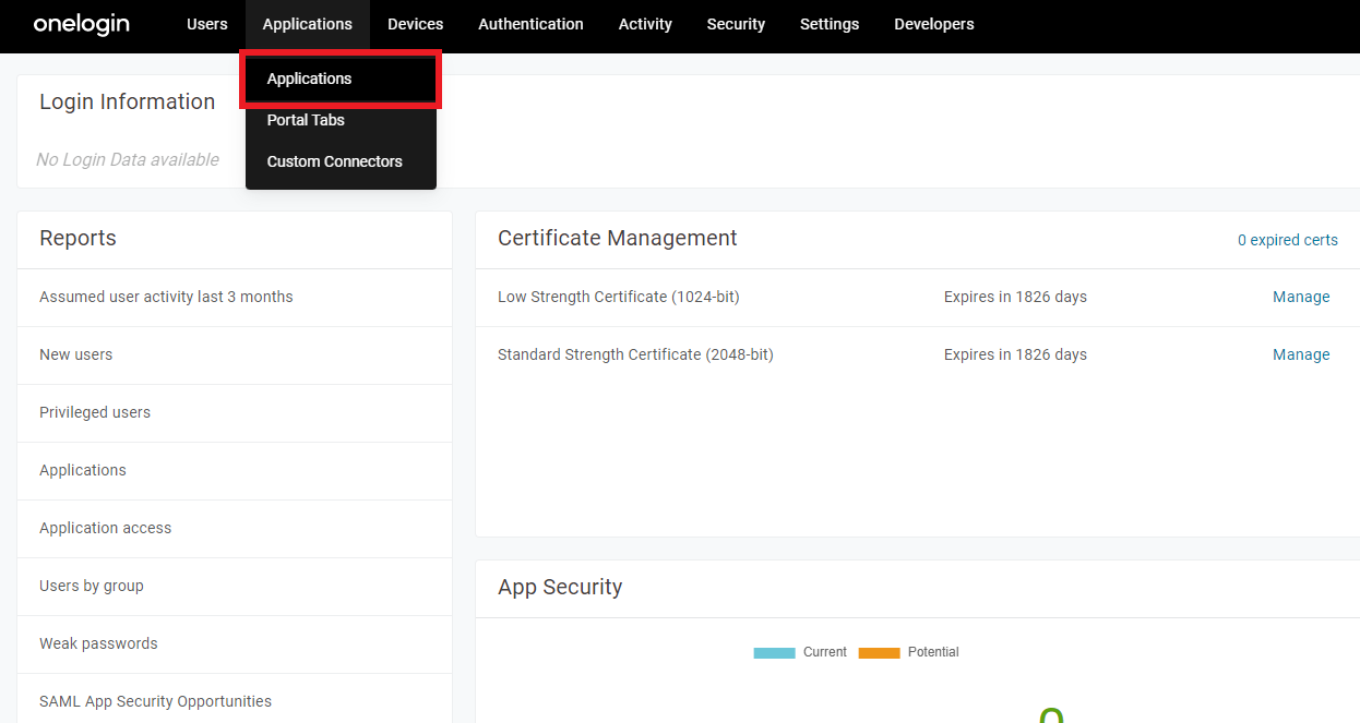 OneLogin applications
