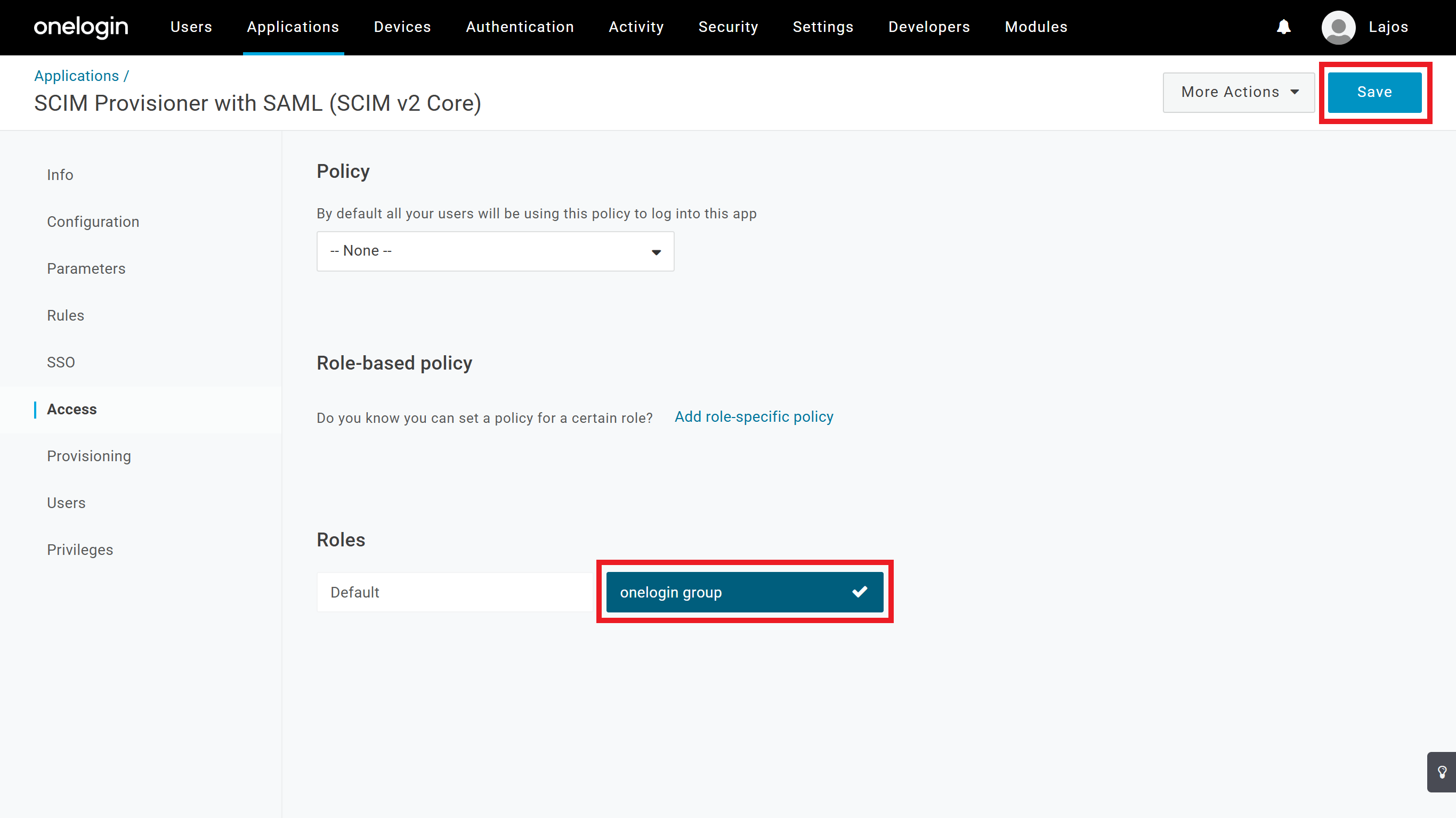 OneLogin assign groups/roles/users