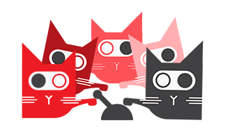 Five cats flipping a switch together.